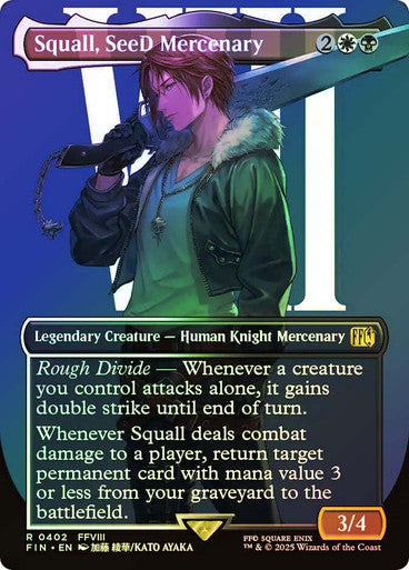 IMPORTABLE DUBAI-Squall, SeeD Mercenary (#402) (Borderless) FINAL FANTASY - Variants Magic: The Gathering English Foil