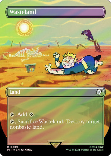 IMPORTABLE DUBAI-Wasteland (Borderless) (Surge Foil) Fallout Commander - Alternate Foil Variants Magic: The Gathering English Foil