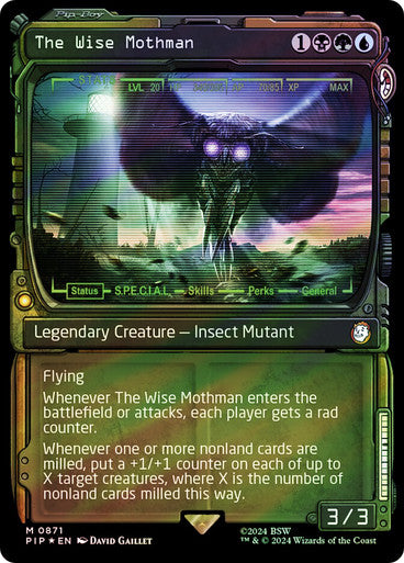 IMPORTABLE DUBAI-The Wise Mothman (Showcase) (Surge Foil) Fallout Commander - Alternate Foil Variants Magic: The Gathering English Foil