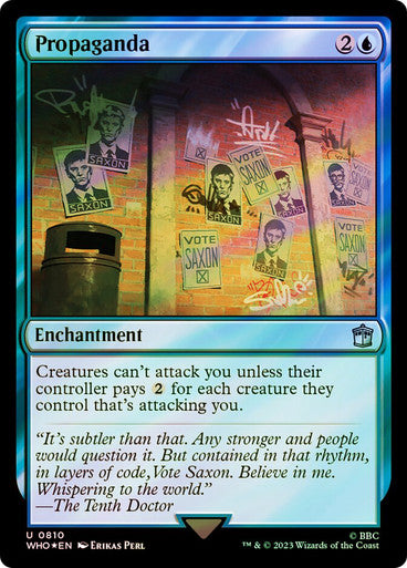 IMPORTABLE DUBAI-Propaganda (Surge Foil) Doctor Who Commander - Alternate Foil Magic: The Gathering English Foil