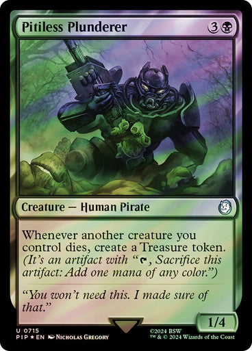 IMPORTABLE DUBAI-Pitiless Plunderer (Surge Foil) Fallout Commander - Alternate Foil Magic: The Gathering English Foil