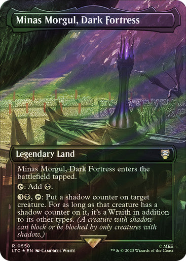 IMPORTABLE DUBAI-Minas Morgul, Dark Fortress (Borderless) (Surge Foil) The Lord of the Rings Commander - Alternate Foil Magic: The Gathering English Foil
