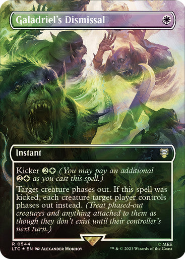 IMPORTABLE DUBAI-Galadriel's Dismissal (Borderless) (Surge Foil) The Lord of the Rings Commander - Alternate Foil Magic: The Gathering English Foil