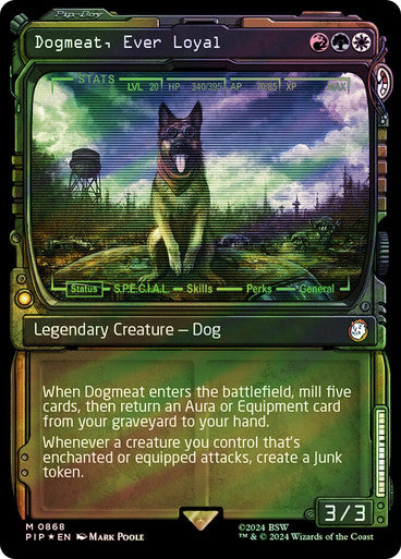 IMPORTABLE DUBAI-Dogmeat, Ever Loyal (Showcase) (Surge Foil) Fallout Commander - Alternate Foil Variants Magic: The Gathering English Foil