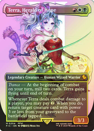 IMPORTABLE DUBAI-Terra, Herald of Hope (#204) (Borderless) FINAL FANTASY Commander - Variants Magic: The Gathering English Foil