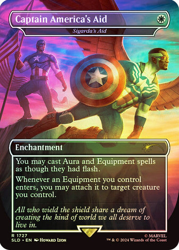 IMPORTABLE DUBAI-Sigarda's Aid (Captain America's Aid) (Marvel) (Secret Lair) (Borderless) Secret Lair Magic: The Gathering English Foil