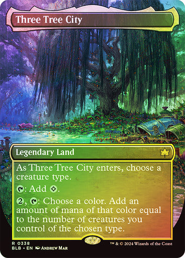 IMPORTABLE DUBAI-Three Tree City (#338) (Borderless) Bloomburrow - Variants Magic: The Gathering English Foil