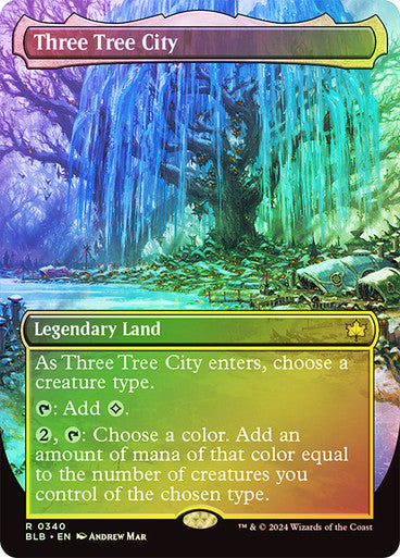 IMPORTABLE DUBAI-Three Tree City (#340) (Borderless) Bloomburrow - Variants Magic: The Gathering English Foil