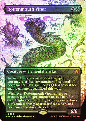 IMPORTABLE DUBAI-Rottenmouth Viper (Borderless) Bloomburrow - Variants Magic: The Gathering English Foil