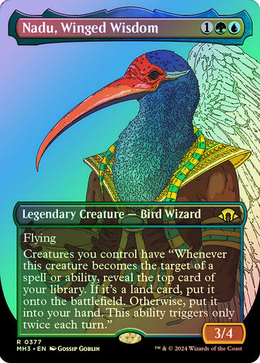 IMPORTABLE DUBAI-Nadu, Winged Wisdom (Borderless) Modern Horizons 3 - Variants Magic: The Gathering English Foil