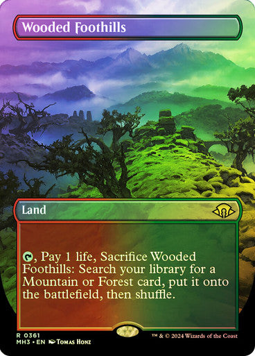 IMPORTABLE DUBAI-Wooded Foothills (Borderless) Modern Horizons 3 - Variants Magic: The Gathering English Foil
