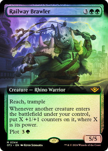IMPORTABLE DUBAI-Railway Brawler (Extended Art) Outlaws of Thunder Junction - Variants Magic: The Gathering English Foil
