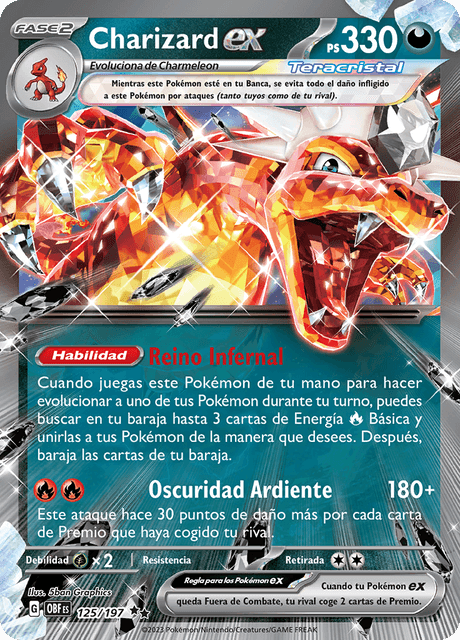 Charizard ex – 125/197 (Obsidian Flames, Español, Rareza Doble Holo)