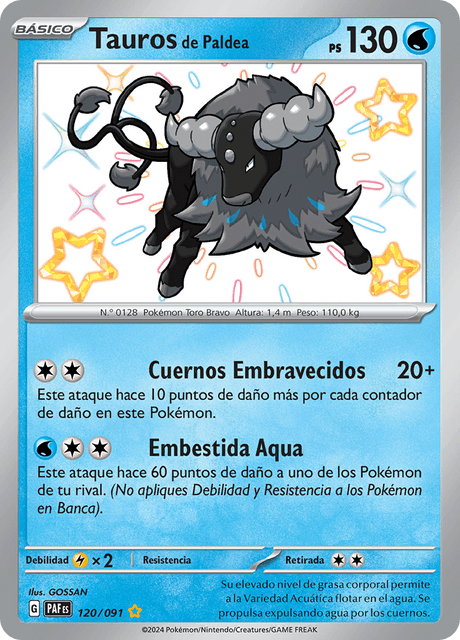Paldean Tauros – PAF 120/091 (Shiny Rare Holo)-EN ESPAÑOL